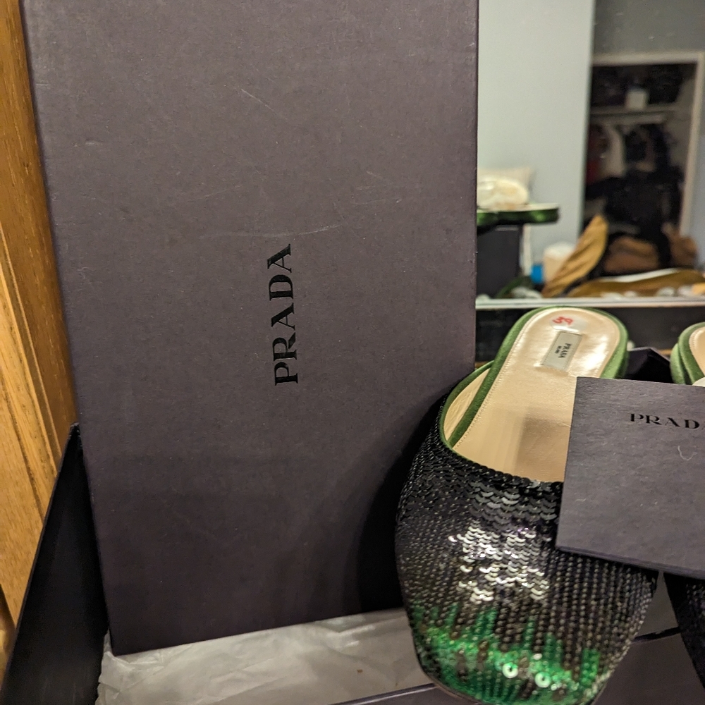 Brand New in Box Prada Sequin Slides